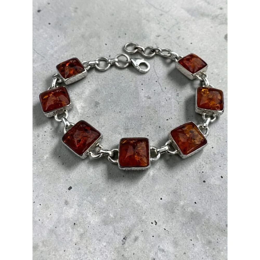 Baltic Amber Solid 925 Sterling Silver Bracelet - Picture 4 of 4